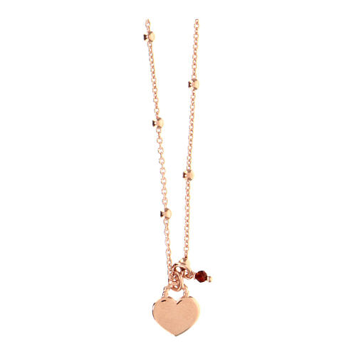Collana cuore e cristallo AMEN argento 925 fin. rosata 3