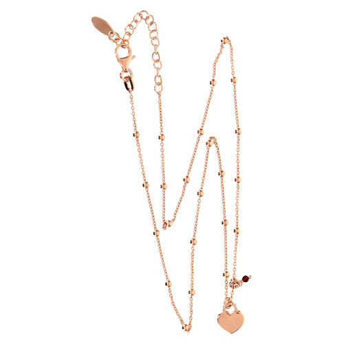 Collana cuore e cristallo AMEN argento 925 fin. rosata 4