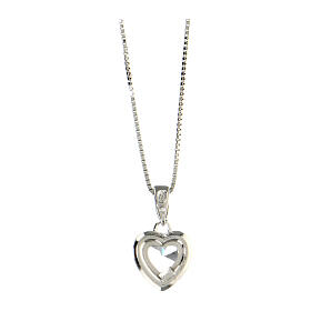 White Ocean Heart Necklace AMEN 925 rhodium silver