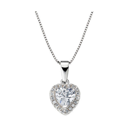 White Ocean Heart Necklace AMEN 925 rhodium silver 1