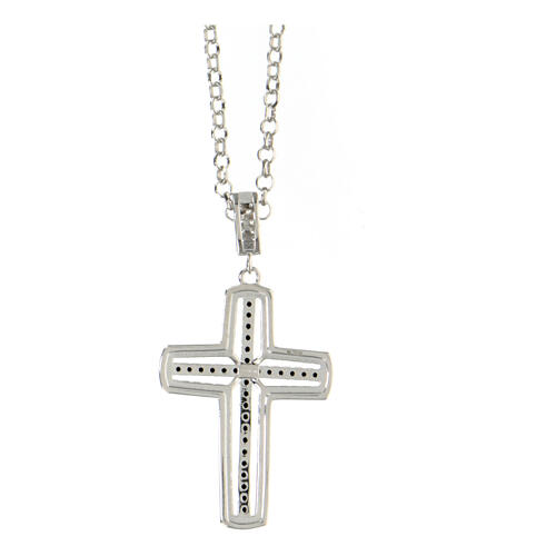 AMEN necklace with white and black cross, zircons and rhodium-plated 925 silver 3