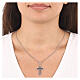 AMEN black crucifix necklace 925 silver zircons fin. rhodium plated s2