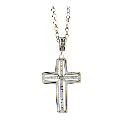 Collier AMEN croix zircons blancs argent 925 rhodié 3