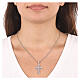 AMEN white crucifix necklace in 925 silver zircons fin. rhodium plated s2