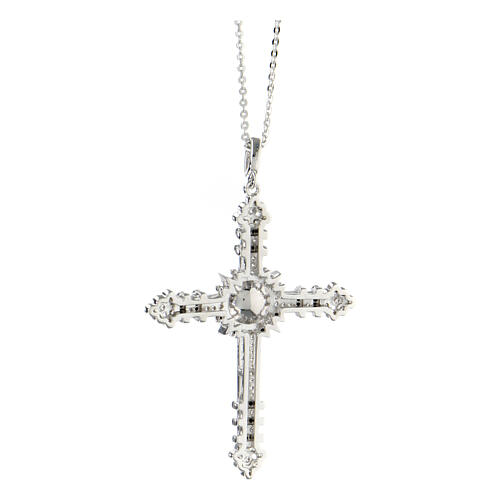 AMEN necklace with zircon cross and central pearl, rhodium-plated 925 silver 3