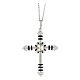 AMEN necklace with zircon cross and central pearl, rhodium-plated 925 silver s1