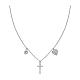 AMEN necklace with zircon charm, cross and heart with white zircons, rhodium-plated 925 silver s1