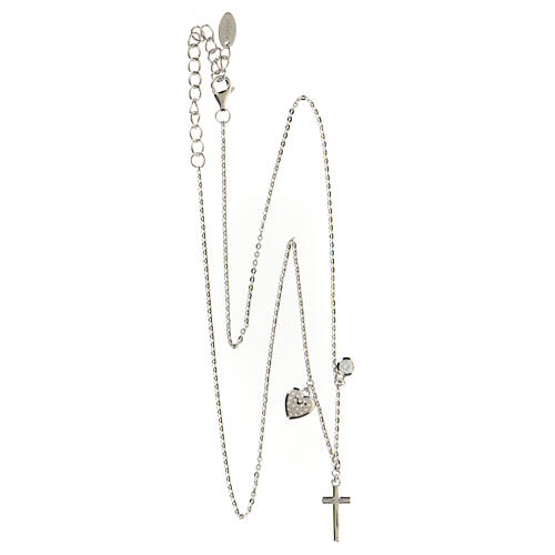 AMEN 925 silver necklace with pearl cross and rhodium-finish crystals 4