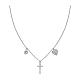 AMEN 925 silver necklace with pearl cross and rhodium-finish crystals s1