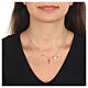 Collana argento 925 AMEN croce perla zirconi rubino finitura rosé s2