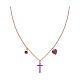 AMEN necklace with zircon charm, cross and heart with purple zircons, rosé 925 silver s1