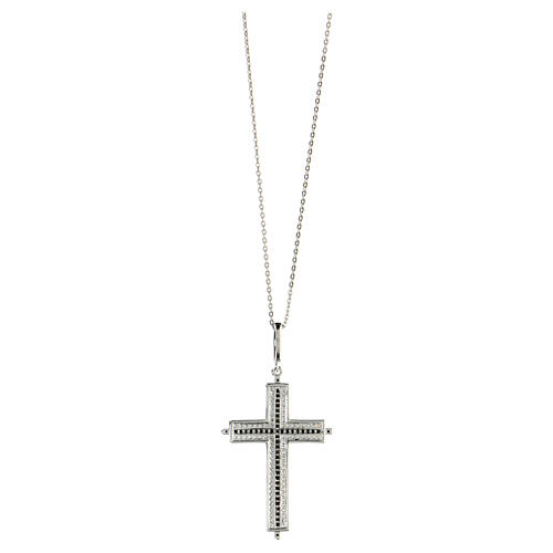 AMEN necklace with bicoloured zircon cross, rhodium-plated 925 silver 3