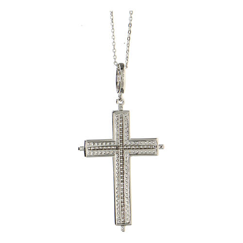 AMEN necklace with white zircon cross, rhodium-plated 925 silver