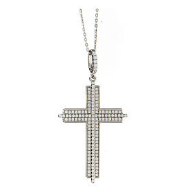 Collana croce zirconata doppio colore AMEN argento 925 rodiato