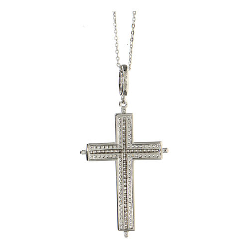 Collana croce zirconata doppio colore AMEN argento 925 rodiato 3