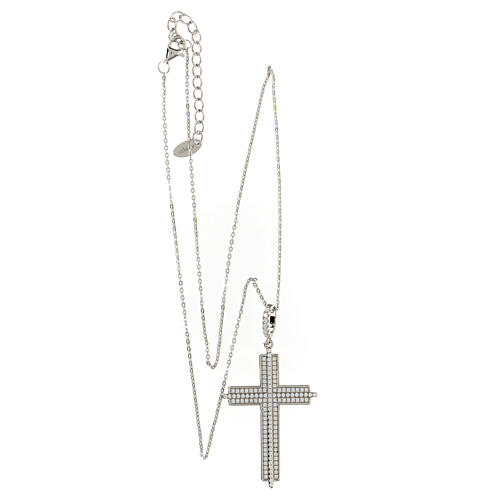 Collana croce zirconata doppio colore AMEN argento 925 rodiato 4