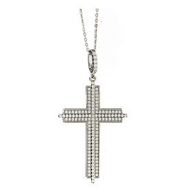 Double zircon cross necklace AMEN 925 rhodium silver