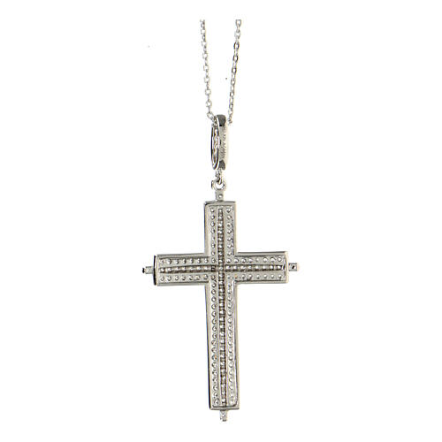 Double zircon cross necklace AMEN 925 rhodium silver 3