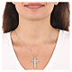 Double zircon cross necklace AMEN 925 rhodium silver s2