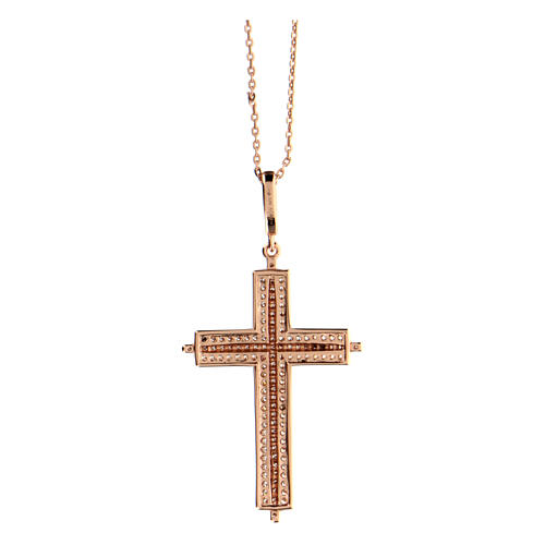 AMEN necklace with bicoloured zircon cross, rosé 925 silver 3