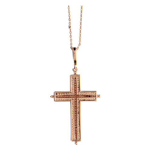 Collana croce zirconata bicolore AMEN argento 925 rosata 3