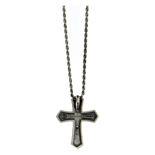 AMEN necklace with bell-mouthed cross pendant, burnished 925 silver 3