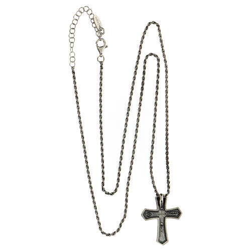 AMEN necklace with bell-mouthed cross pendant, burnished 925 silver 4