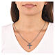 Collana Croce pralinata AMEN argento 925 finitura brunita s2