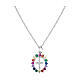 AMEN necklace with cross pendant and multicoloured zircon oval, rhodium-plated 925 silver s1