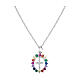 Collana Croce Raggera zirconi multicolore AMEN arg. 925 fin. rodio s1