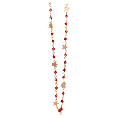 AMEN necklace Elegance with ruby crystals and symbols, rosé finish 1