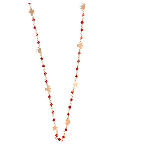 AMEN necklace Elegance with ruby crystals and symbols, rosé finish 3
