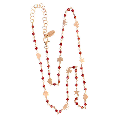 AMEN necklace Elegance with ruby crystals and symbols, rosé finish 4