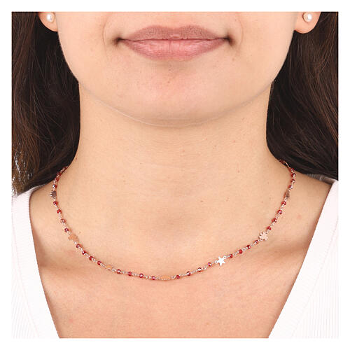 Collana Elegance cristalli rubino Rosé AMEN 2