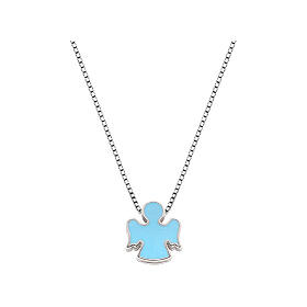 AMEN necklace with light blue enamelled angel