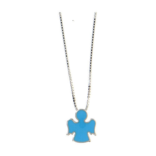 AMEN necklace with light blue enamelled angel 3