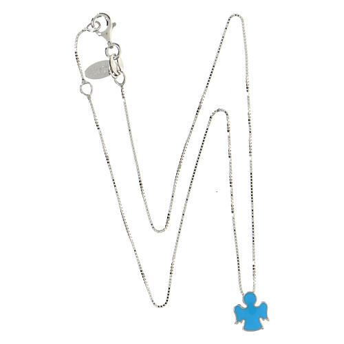AMEN necklace with light blue enamelled angel 4