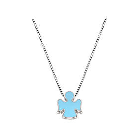 AMEN blue enamel angel necklace