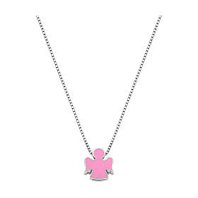 AMEN necklace with pink enamelled angel