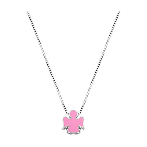 Collier AMEN ange émail rose 1