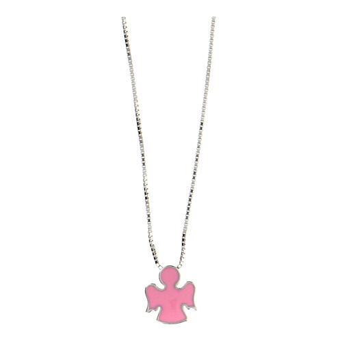 Collier AMEN ange émail rose 3