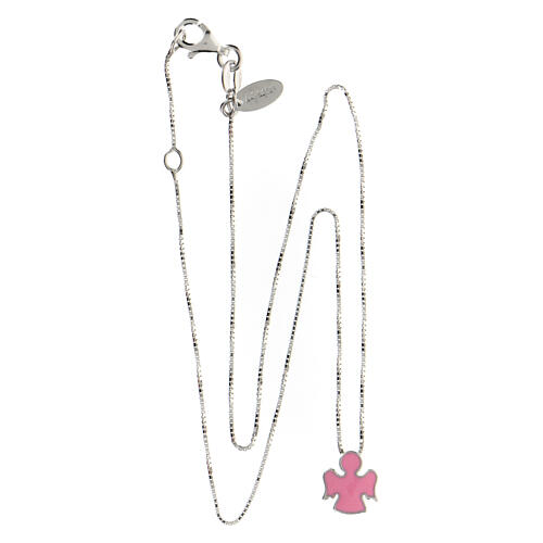 Collier AMEN ange émail rose 4