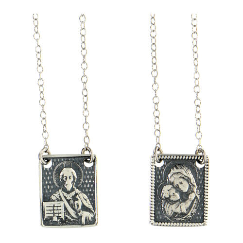 AMEN scapular necklace with Jesus and Our Lady's medals 1
