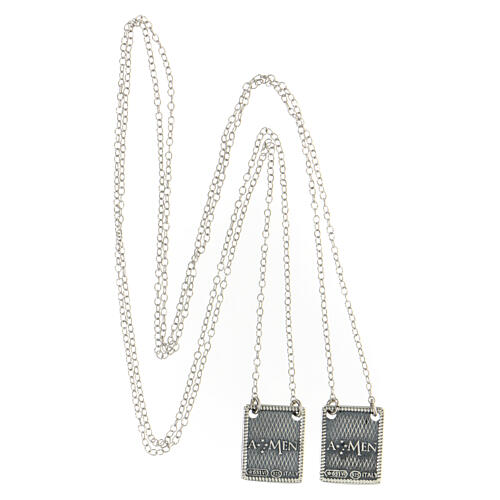 AMEN scapular necklace with Jesus and Our Lady's medals 3