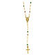 Collana Croce AMEN cristalli tortora e verdi finitura dorata s3