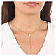 AMEN cross necklace with dove gray and green crystals, golden finish s2