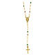 AMEN cross necklace with dove gray and green crystals, golden finish s3