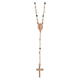 AMEN rosary necklace with multicoloured crystals and Miraculous Medal, rosé finish