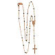 AMEN rosary necklace with multicoloured crystals and Miraculous Medal, rosé finish s5