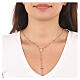 Cross and Miraculous AMEN necklace in 925 silver with rose finish s2